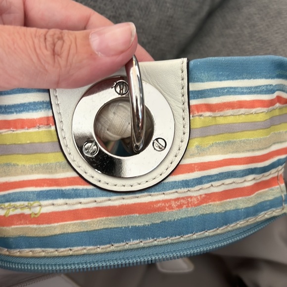 Coach Bag: No. C1171-f16624 Blue/White/Coral Vinyl Tote - Picture 9 of 9